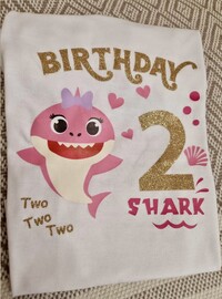 Μπλουζάκι λευκό birthday baby shark / αριθμός γενεθλίων  _0