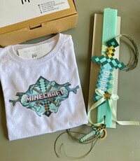 Σετ λαμπάδα με κοντομάνικο μπλουζάκι Minecraft σπαθί 